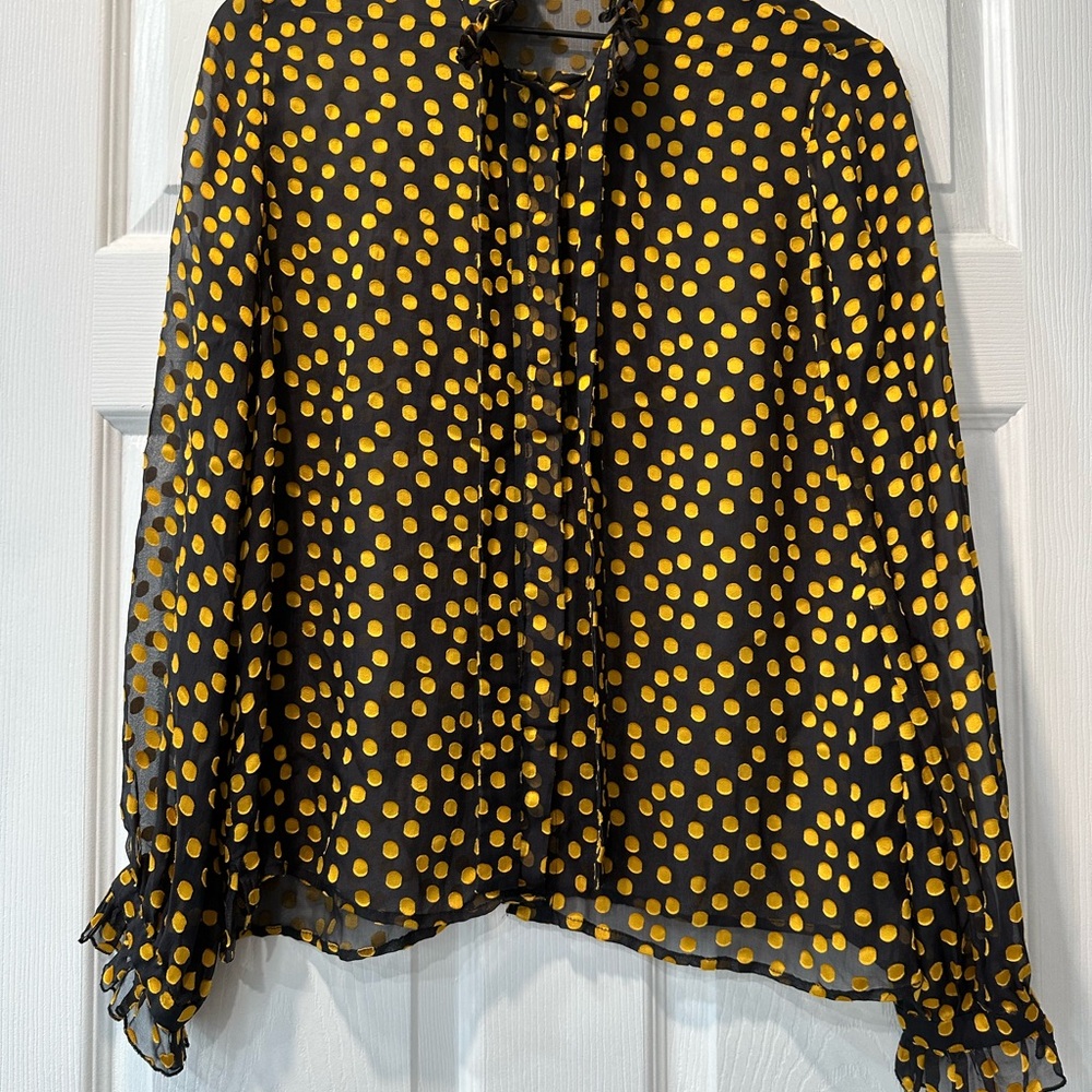 SALONI Black and Yellow Polka Dot Blouse
